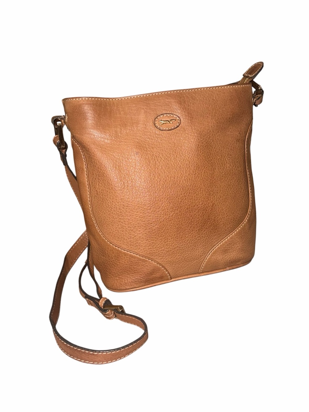 Paul Costelloe Tan Pebbled Leather Crossbody Bag